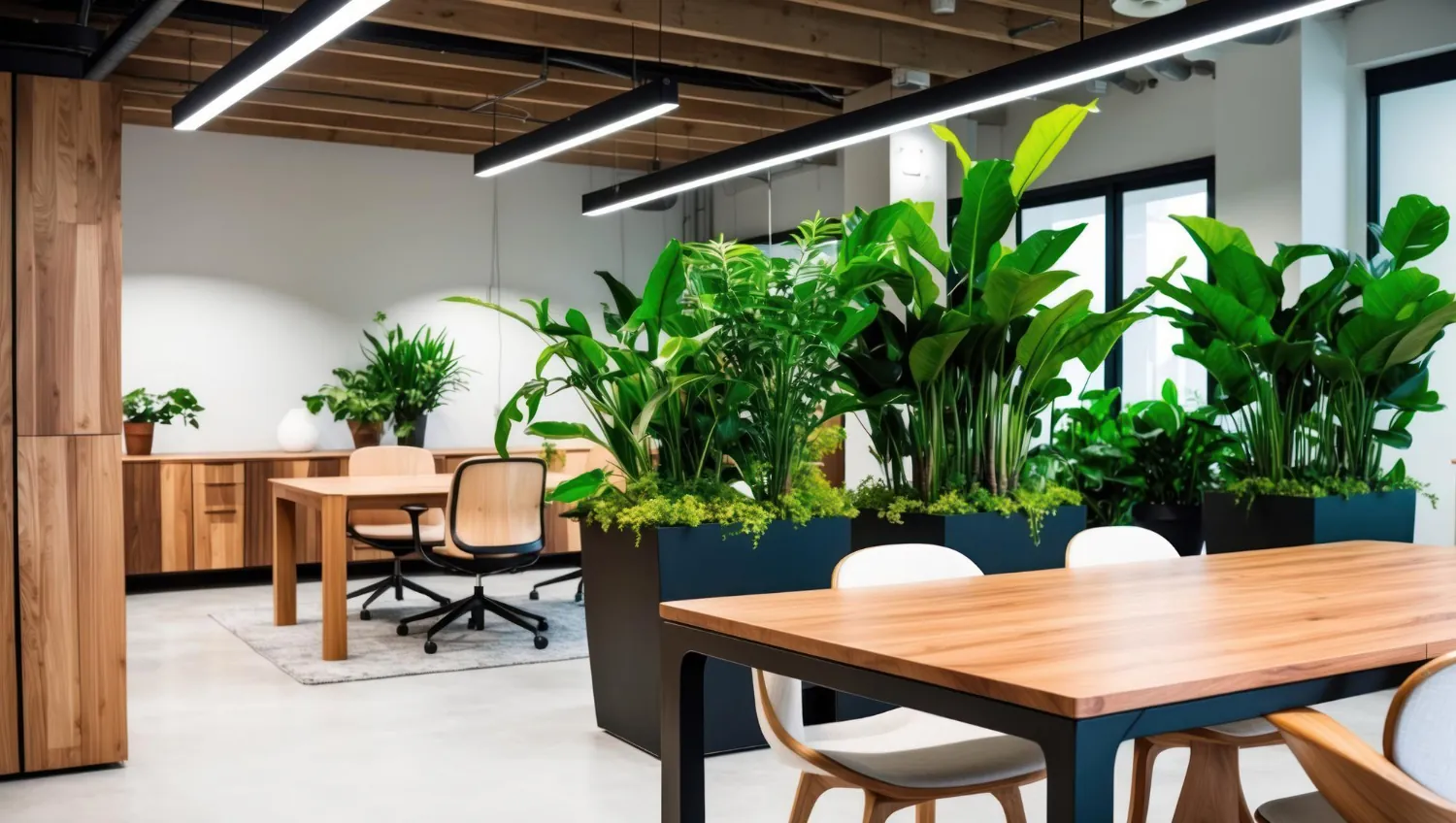 buero-unterhaltsreinigung-braunschweig-modern-office-gruen Wischlahl Unterhaltsreinigung im modernen Büro in Braunschweig: ordentliche Tische, hygienische Umgebung