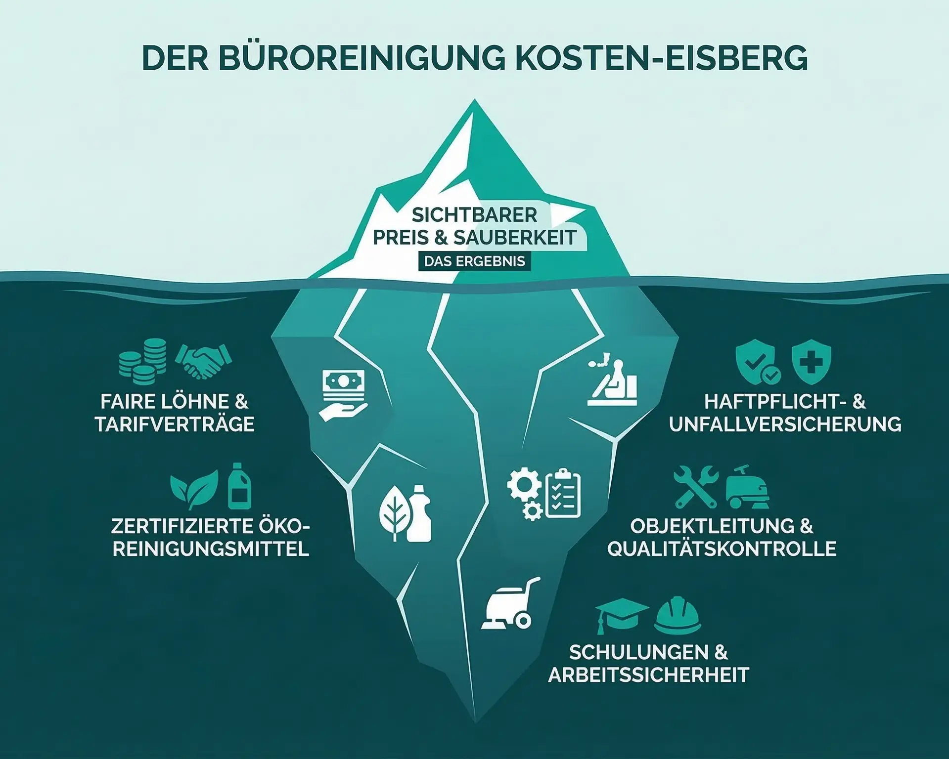 Büroreinigung Kosten Eisberg Versteckte Aufgaben hinter einer Büroreinigung